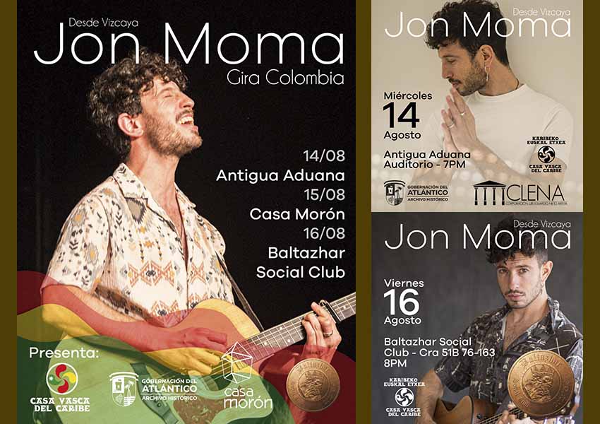 El cantautor ermuarra Jon Moma ofrecerá tres recitales en Barranquilla, con piezas en euskera y castrllano, colabora Karibeko Euskal Etxea