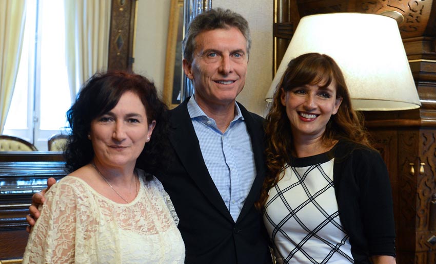 Graciana Goicoechandia, el presidente Macri e Inés Bulacio.