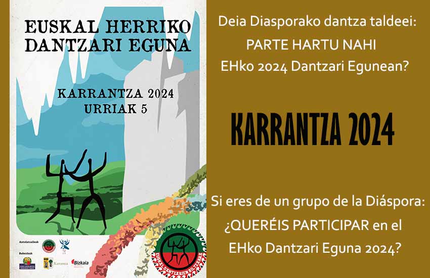 Euskal Herriko eta bere Diasporako dantzarien egun nagusia da Euskal Herriko Dantzari Eguna, 2024an Karrantzan