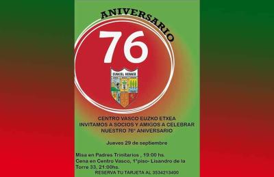 Afiche de difusión de las actividades programadas por la celebración del 76 aniversario de la institución