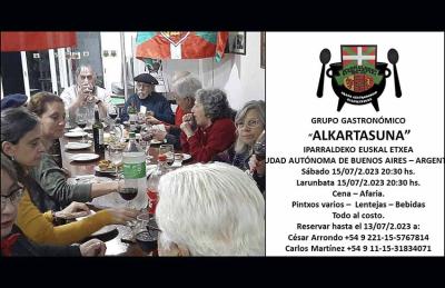 El Grupo Gastronómico Alkartasuna del Iparraldeko Euskal Etxea celebrará este sábado 15 de julio el Día de la Ikurriña