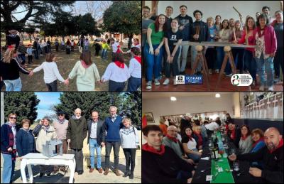 Arriba, a la izquierda, las danzas en Tandil; a la derecha, Gerora celebró por partida doble. Abajo, en Laprida, una importante agenda de actos; a la derecha, el almuerzo de dantzaris en Villa María