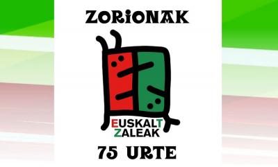 Logo realizado especialmente para el aniversario de Euskaltzaleak por Mikel Urmeneta, uno de los fundadores y director creativo de la fábrica de dibujos Kukuxumusu