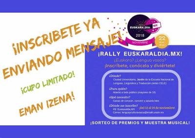 Invitación a tomar parte este viernes en el Rally de Euskaraldia México, en la UNAM