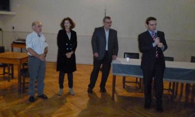 Terminada la asamblea y elección de autoridades de FEVA en abril de 2014, Asier Valljo y Sara Pagola anticiparon el proyecto de Memoria Histórica (foto EuskalKultura.com)