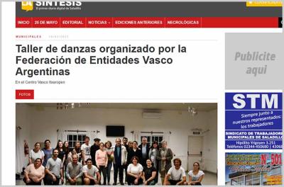 Noticia del diario local La Síntesis en referencia al taller de FEVA del pasado sábado en esta localidad bonaerense