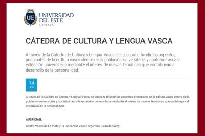 Las actividades de la Cátedra de Euskera y Cultura Vasca de la UDE comienzan el 14 de junio