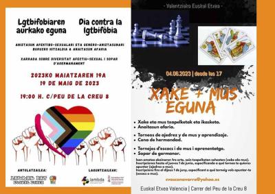 El Laurak Bat de València se suma hoy con diversas actividades al Día contra la LGTBIfobia. El 4 de junio, 'Xake + Mus Eguna'