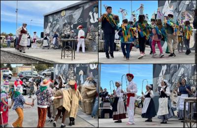 El grupo dantzari Lagun Onak presentó entre otros bailes Soka dantza, Txantxo dantza, Carnaval de Lantz y Gorulari en el Parque Ferreira