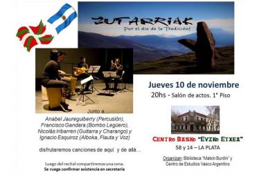 Invitación para el recital de mañana de Zutarriak en La Plata