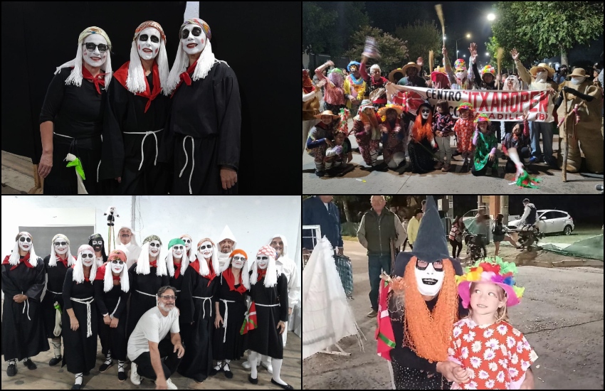 Imágenes de las comparsas del Centro Vasco Itxaropen, participantes en los carnavales de Saladillo de 2023 y 2024