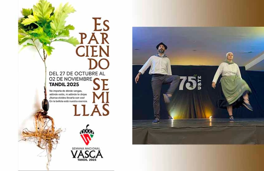 Una nueva imagen con la que Gure Etxea invita a la Semana Nacional Vasca 2025.  Agurra en la celebración de los 75 años la entidad