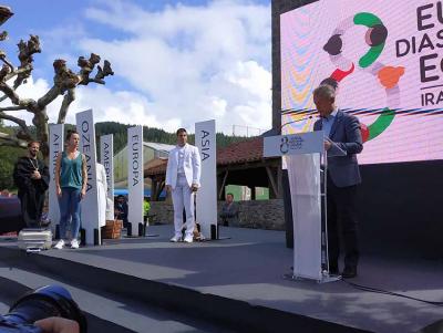 El lehendakari durante el acto institucional del Día de la Diáspora Vasca del pasado año, en Ispaster (Bizkaia)