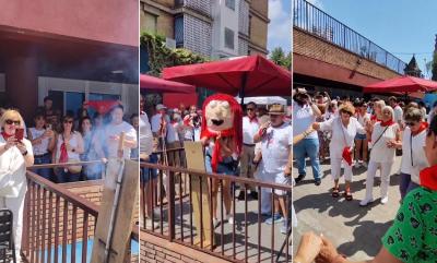 Varias estampas del Txupinazo y las celebraciones de San Fermín 2024 en la Casa de los Navarros de Barcelona