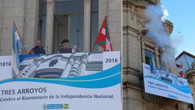 En Tres Arroyos, el Txupinazo de San Fermín se lanzó desde el balcón de la municipalidad