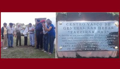 Homenaje realizado por el Centro Zazpirak Bat en el Campo de Pato