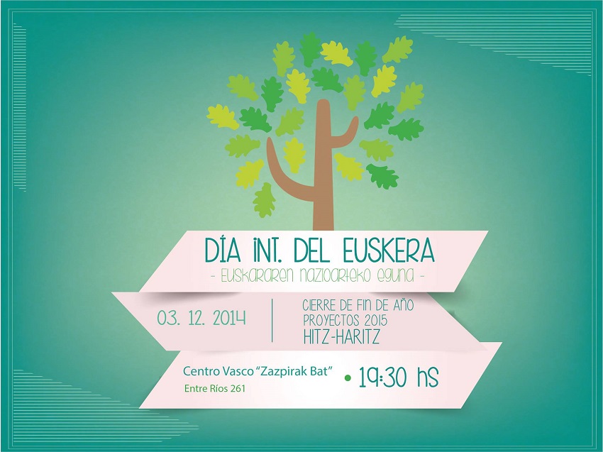 Invitación del Zazpirak Bat de Rosario para celebrar el Día Internacional del Euskera 2014