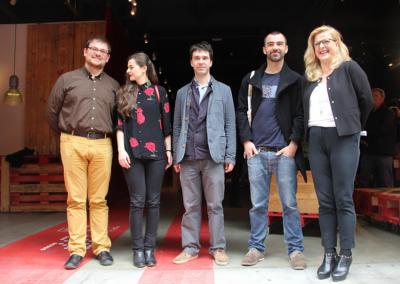 Xabi Paya (DSS2016), Ainara LeGardon, Jaime de los Ríos, Eneko Gil y Aizpea Goenaga (Etxepare), en la presentación (foto Etxepare)