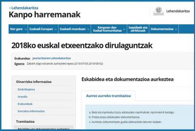 La convocatoria general 2018 de subvenciones a Euskal Etxeak en la página Euskadi.eus