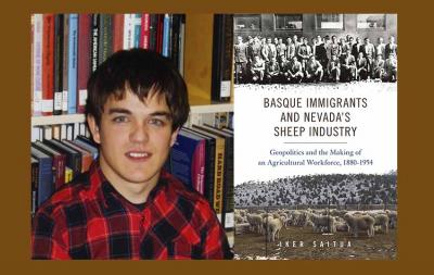 El historiador getxoztarra Iker Saitua y su primer libro, sobre los inmigrantes vascos y la industria ovina de EEUU