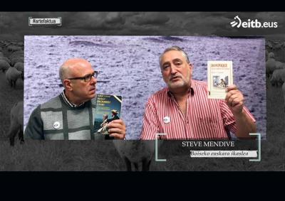 John Bieter y Steve Mendive en el programa Arte[faktua] de ETB, hablando sobre el libro 'Sweet Promised Land' de Robert Laxalt