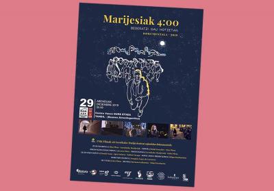 Cartel del estreno del documental gerniqués "Marijesiak 4:00" este domingo en el Centro Vasco Gure Etxea de Tandil