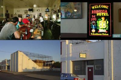 Imágenes del interior y exterior del Noriega Hotel de Bakersfield, incluyendo su cancha de pelota vasca (foto EuskalKultura.eus)